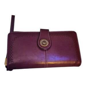 Sendefn elegant Dark Pink Leather Women's Wallet 4cm ×8cm with 3 compartments